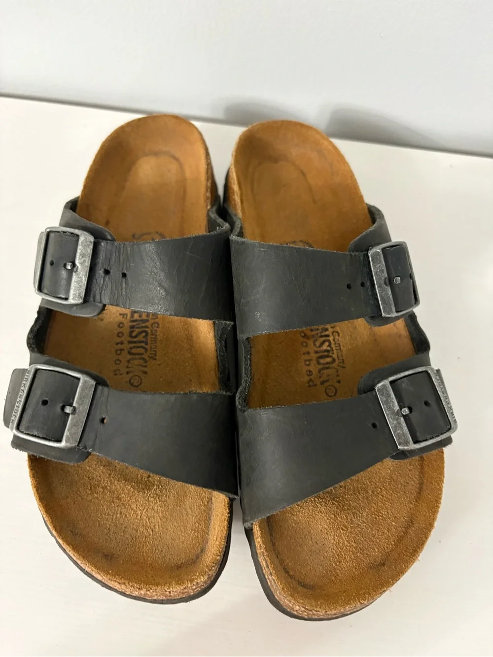 BIRKENSTOCK Arizona Oiled Leather Black Sandals Slide Boho Retro Size 36 / US 5